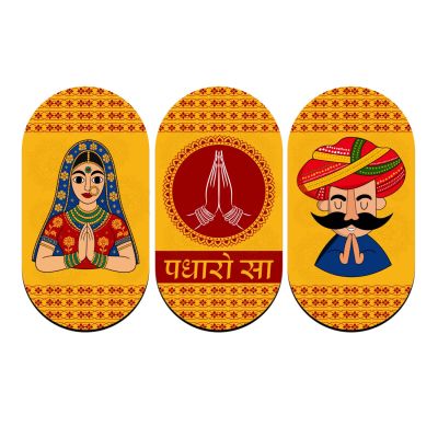 Rajasthan Padharo Sa Traditional Welcome for Home Entrance & Decor Indian Cultural Wall Art